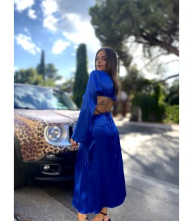 Gonna in raso blu Royal