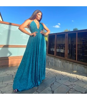 Vestito plissè ottanio